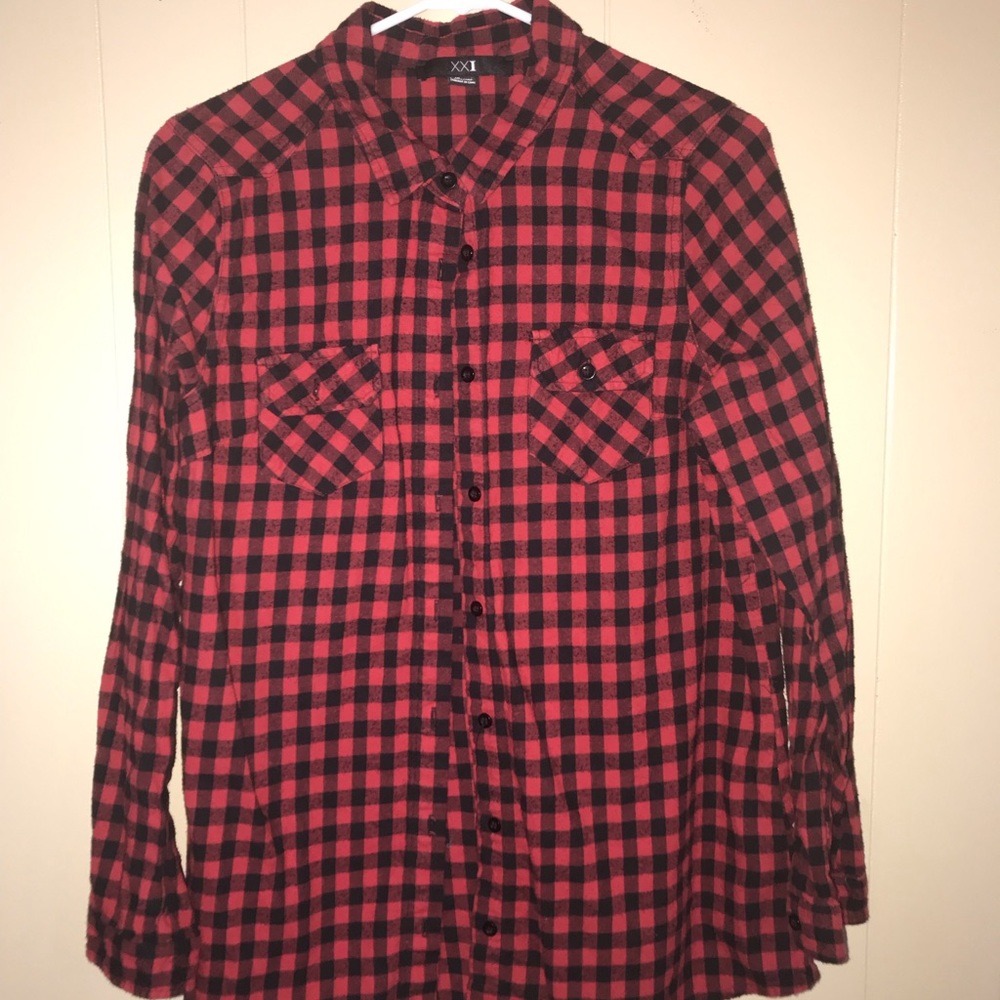 Black & Red Checkered Flannel Top